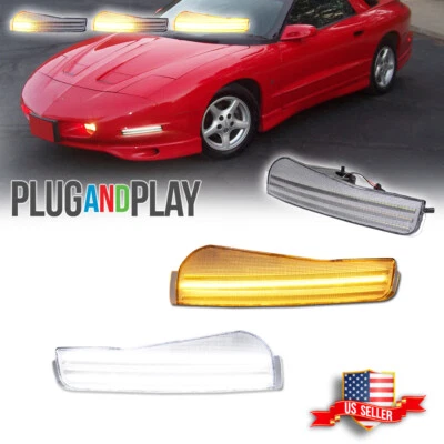 Luces de señal DRL delanteras transparentes LED Switchback para 93-97 Pontiac Firebird Trans Am Foto 1 de 4