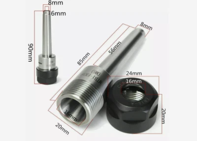 MTB1 ER16 Collet Chuck Holder Shank CNC M6 Thread Milling Lathe Rod & MT1 Taper - Image 1 of 4