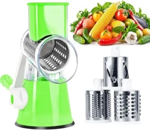 3 in 1 Rotary Cheese Grater SS Handheld Fruit Vegetable Slicer Shredder - Imagen 1 de 9