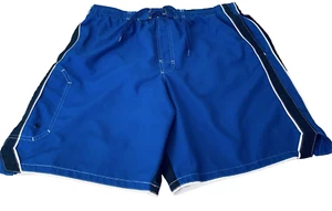 Speedo Mens Blue Swim Trunks Large Mesh Liner Pocket Board Shorts Drawstring - Picture 1 of 14