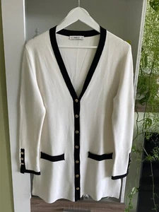 ZARA KNIT CARDIGAN 82% VISCOSE NATURWEISS/SCHWARZ GR. S - Bild 1 von 6