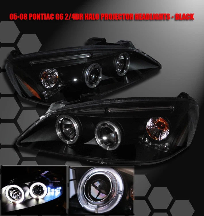 05-10 PONTIAC G6 2/4DR DOBLE HALO LED PROYECTOR FAROS LÁMPARA NEGRO IZQUIERDA+DERECHA Foto 1 de 1