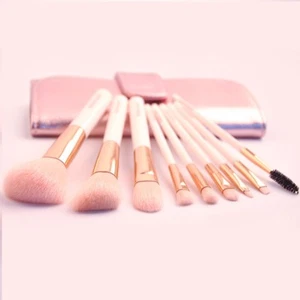 9Pcs Makeup Brushes set Powder/Slope/Blush/Eye Shadow/Dome/Eye Brow/Lip /w Bag - Picture 1 of 9