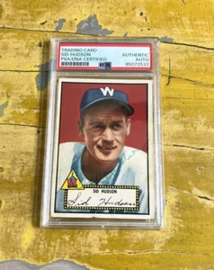 Sid Hudson Senators Autographed Signed Vintage 1952 Topps Baseball Card PSA Slab - Picture 1 of 7