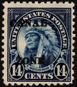 Canal Zone - 1925 - 14 Cents Dark Blue American Indian Issue # 77 Mint NH F-VF - Picture 1 of 1