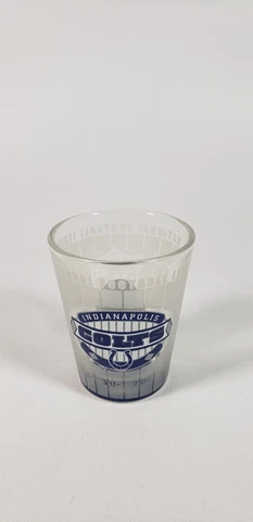 Indianapolis Colts NFL Standard Sized Shot Glass Clear Frosted Blue Football Cover
