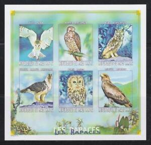MALI 1999  BIRD STAMPS BIRDS OF PREY EAGLES OWLS IMPERF SS MNH - BIRDL483