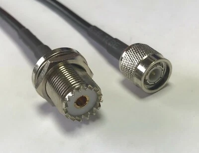 TNC Male to UHF Female Bulkhead Pick Length RG58 Coax RF Cable Quality 50ohm USA - Image 1 of 3
