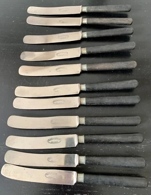 11 couteaux anciens en ébène et acier 17,5 cm SOLINGEN MANN & FEDERLEIN - Photo 1/3