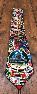 Fratello Washington D.C. Flags of the World Men's Silk Tie - Picture 1 of 4