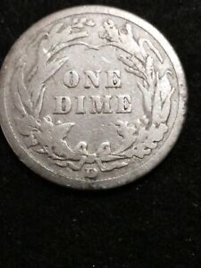 New Listing1909-D Denver Mint Silver Barber Dime #M99