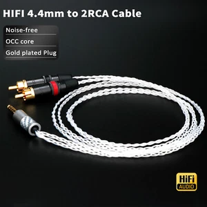 4.4mm to 2RCA OCC Single Crystal Copper Silver Plated HIFI Audio Headphone Cable - Imagen 1 de 13