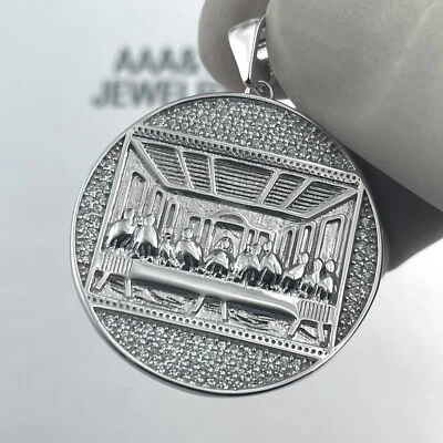Men  925 Solid Sterling silver Cubic Zirconia Last Supper  Pendant - Image 1 of 4
