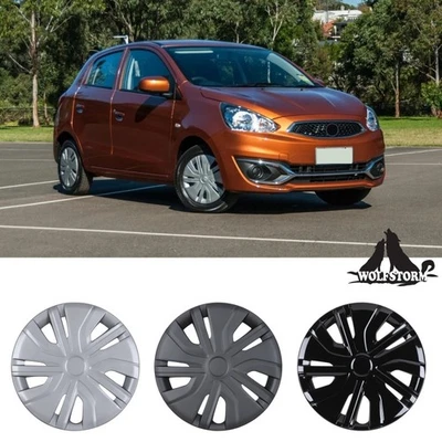 Juego de 4 cubiertas de llanta de acero Mitsubishi Mirage 2014-2025 tapacubos a presión de 14 pulgadas Foto 1 de 4
