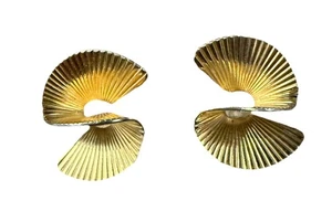 Pendientes remolino de oro escultural retro años 80 - Imagen 1 de 3