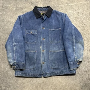 Vintage 70s Dee Cee Denim Chore Jean Coat Jacket Mens Large Blanket Lined - Picture 1 of 5