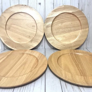 Juego de 4 Placas Cargador Rústicas Madera Acacia Mercado Mundial De Colección Hechas en Tailandia - Imagen 1 de 5