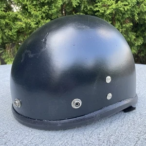 Vintage 60s Buco Motorcycle Crash Half Helmet Painted Black - Foto 1 di 17
