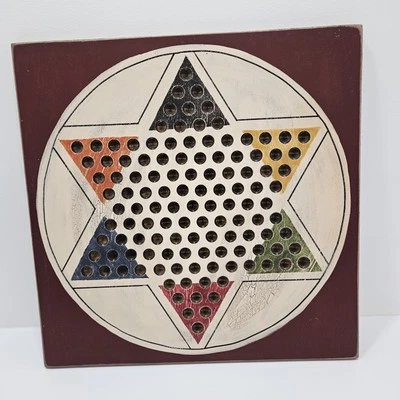 Americana Folk Art Chinese Checkers Board Handcrafted Handpainted Cabincore - Image 1 of 4