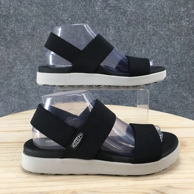 Sandalias Keen para mujer 9 codos correa trasera tacón de cuña sin cordones cómodas tela negra Foto 1 de 4