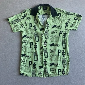 Patta Men’s Green Black Stamp Pattern Short Sleeve Button Shirt Size Small S - Picture 1 of 18