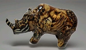 Collectible Rare La Vie Collage Safari Collection Patchwork Standing Rhinoceros - Picture 1 of 5
