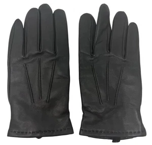 Guantes grandes de cuero genuino negro para hombre forro de cachemir Ross - Imagen 1 de 6