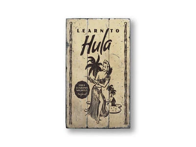 Letrero de madera rústica Learn To Hula Foto 1 de 3