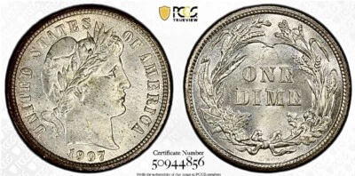 1907 年巴伯银币 PCGS 和 CAC MS64+ — 第 1/4 张图片