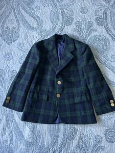 Boys Vintage Lord & Taylor Wool Blackwatch Plaid Suit Jacket Size 5 USA Made - Picture 1 of 12
