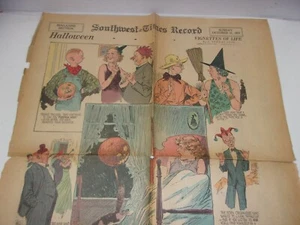 Antiguo periódico de Halloween tira cómica viñetas de la vida criando al padre - Imagen 1 de 10