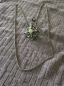 Vintage Turkish Style Chain Necklace Perfume Bottle Antique Pewter Tone - Picture 1 of 7