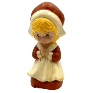 Vtg Hand Painted Ceramic Thanksgiving Day Pilgrim Girl Praying Hobbyist Figurine - Picture 1 of 10
