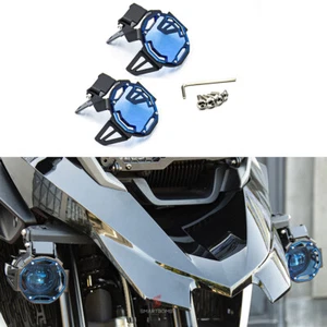 2 Motorrad-Scheinwerferschutz aus farbigem Aluminium Blau Zusatzscheinwerfer - Bild 1 von 12
