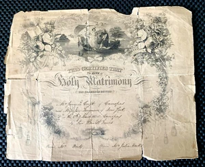 IL RITO DEL SANTO MATRIMONIO CERTIFICATO 6 MARZO 1861 STATO DI NEW YORK - Foto 1 di 4
