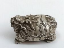 Collecting Ancient Chinese Tibet Silver Dragon Turtle Statue Pendant Decoration