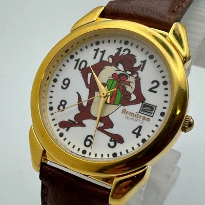 Reloj de Cuarzo Armitron Taz Vintage Hombre Tono Dorado Fecha Cuero Analógico Batería Nueva Foto 1 de 4