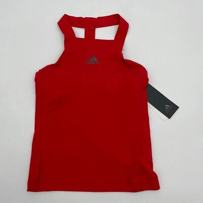 New ADIDAS Tank Top Red Sleeveless Y-Back Stretch Athletic Top Girls Size Small  - Image 1 of 3