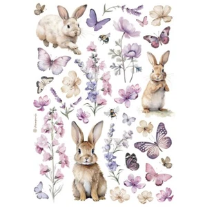 Stamperia A4 RICE PAPER - BEST SELLERS - BUNNY & BUTTERFLY - LAVENDER Decoupage - Picture 1 of 1