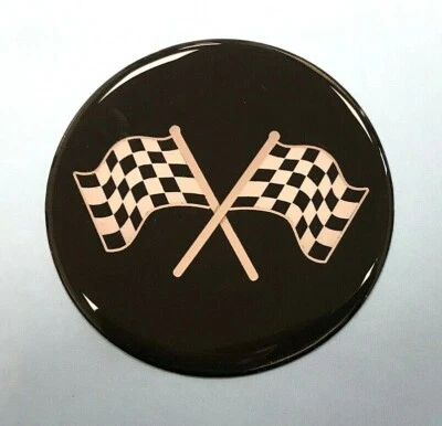 JAKEDESIGNS Pegatina/calcomanía de doble bandera a cuadros - 60 mm ACABADO GEL ABOVEDADO ALTO BRILLO