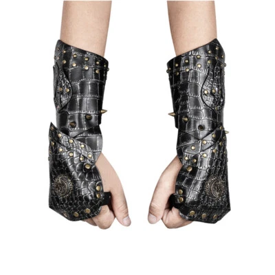 Vintage Punk Props Handguard Halloween Cosplay Snake Print Gauntlet Armor Gloves - Image 1 of 4