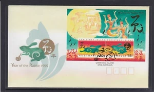CHRISTMAS IS 1999 Year of the RABBIT MINISHEET on FDC. - Bild 1 von 1