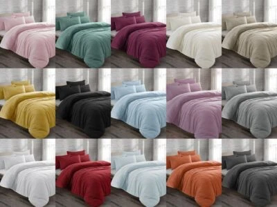BLUEMOON BEDDING Teddy Fleece Duvet Cover Quilt Bedding Set, Fitted Sheets Thermal Warm Cosy New
