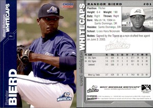 Randor Bierd 2005 Choice West Michigan Whitecaps #01 Card *AutographDen*
