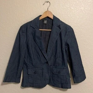 New Directions Women’s Blue Denim Blazer Size S - Picture 1 of 4