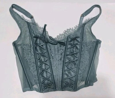 Victoria’s Secret Dream Angel Small Green Unlined Lace-Up Corset Bustier Top N26 - Image 1 of 4