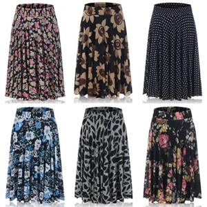 Falda Informal Estampado Floral Falda Mujeres Damas Verano Cintura Elástica Mediana - Imagen 1 de 30