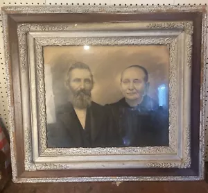 Antique Charcoal Drawing Portrait Of Couple 1800’s Ornate Frame - Picture 1 of 12
