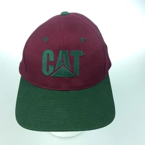 CAT Caterpillar Vintage Brushed Cotton Snapback Hat Cap Maroon Green Unique - Picture 1 of 5