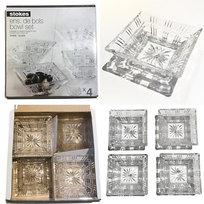 Stokes ens. Juego de 4 cuencos de vidrio con forma cuadrada de bols LONDRES Dips degustación de dulces Foto 1 de 4